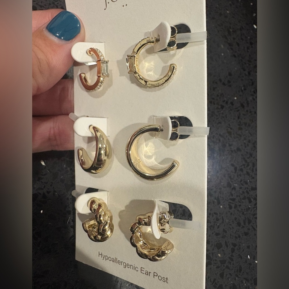 J. Crew Gold Hoop Earrings Set (3 Pairs), Brand new with tags - Picture 5 of 5